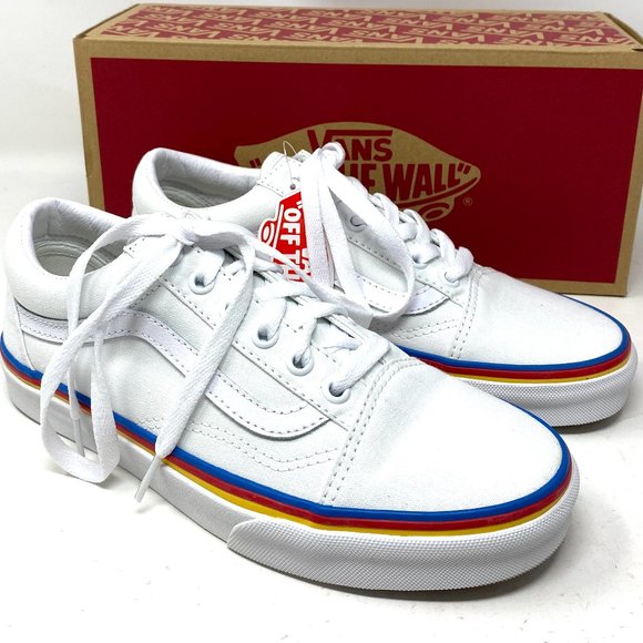 VANS Old Skool Rainbow Foxing White Canvas Women’s Size 7 Sneakers VN0A38G1MWF - Picture 2 of 9